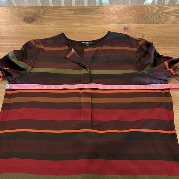 Lafayette 148 Prisha Autumn Sheen Rust Stripe Tunic Blouse Size Small - Picture 11 of 17